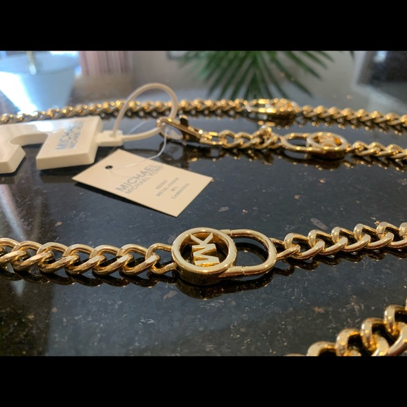 NWT Michael Kors Designer MK Gold Chain Belt S / M / L / XL - Picture 3 of 4